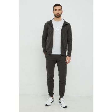 EA7 Emporio Armani trening din bumbac barbati, culoarea verde