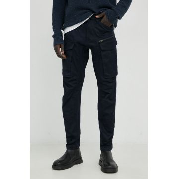 G-Star Raw pantaloni de bumbac barbati, culoarea albastru marin, cu fason cargo