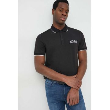 Michael Kors polo de bumbac culoarea negru, cu imprimeu
