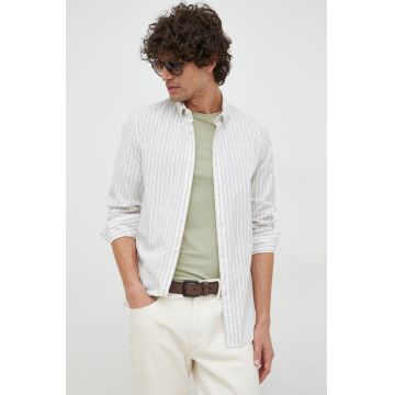 Pepe Jeans camasa din bumbac Lonnie barbati, culoarea alb, cu guler button-down, slim