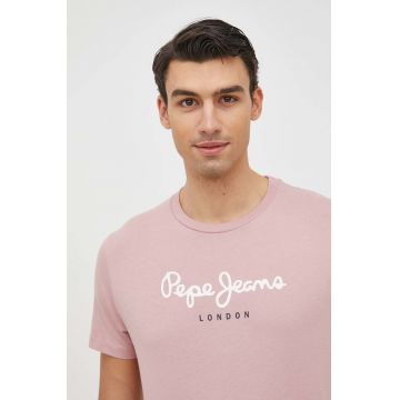 Pepe Jeans tricou din bumbac Eggo culoarea roz, cu imprimeu