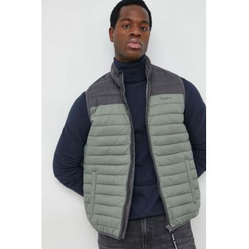 Pepe Jeans vesta Connel Gillet barbati, culoarea verde, de tranzitie