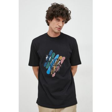 PS Paul Smith tricou din bumbac culoarea negru, cu imprimeu