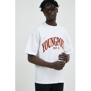 Young Poets Society tricou din bumbac College Yoricko culoarea alb, cu imprimeu