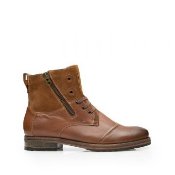 Ghete casual barbati din piele naturala,Leofex - 872 Cognac Box Velur