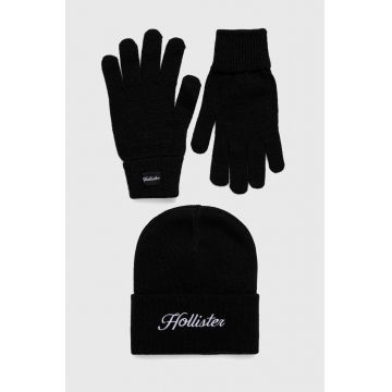 Hollister Co. caciula si manusi culoarea negru