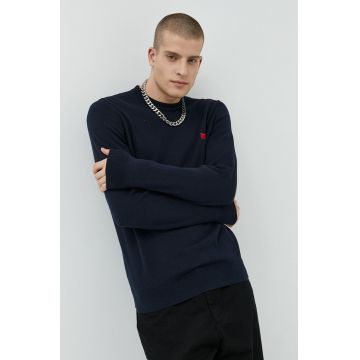 HUGO pulover de bumbac culoarea albastru marin, light, 50475083