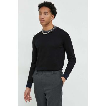 HUGO pulover de bumbac barbati, culoarea negru, light