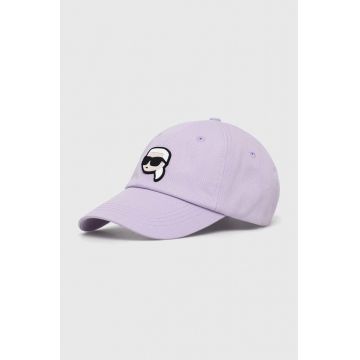 Karl Lagerfeld șapcă de baseball din bumbac culoarea violet, cu imprimeu