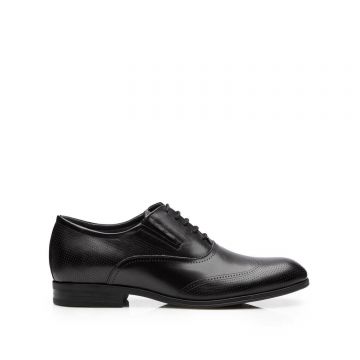 Pantofi bărbaţi eleganţi din piele naturală, Leofex-581 Negru Box