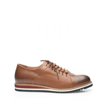 Pantofi casual barbati din piele naturala Leofex- 599 Cognac Box