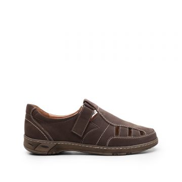 Pantofi casual din piele naturala nabuc - 140 maro