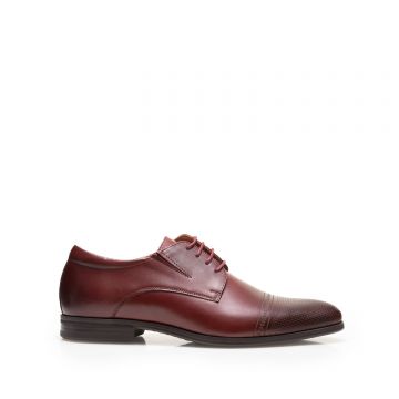 Pantofi eleganţi bărbaţi din piele naturală, Leofex - 522 Vişiniu Box