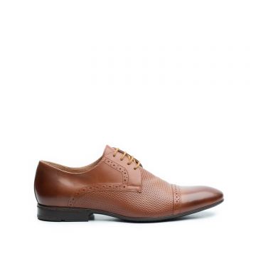 Pantofi eleganti barbati din piele naturala,Leofex - 891 Cognac Box