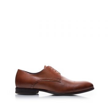 Pantofi eleganti barbati din piele naturala,Leofex - 931 Cognac Box