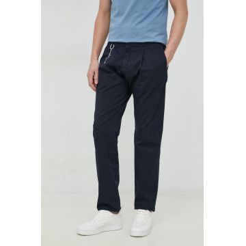 Paul&Shark pantaloni barbati, culoarea albastru marin, cu fason chinos