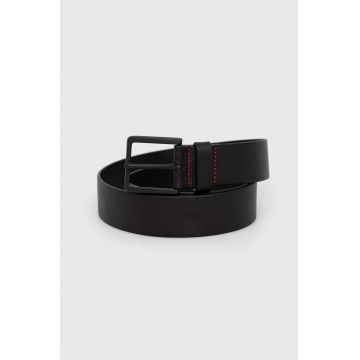 HUGO curea de piele barbati, culoarea negru