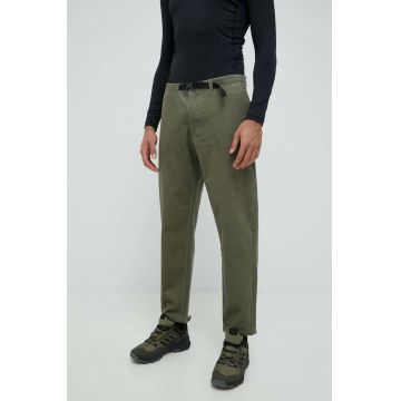 Jack Wolfskin pantaloni de catifea cord barbati, culoarea verde, drept