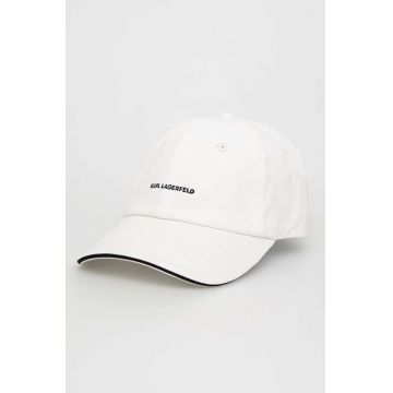 Karl Lagerfeld șapcă de baseball din bumbac culoarea alb, neted