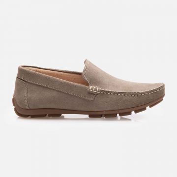 Mocasini bărbați din piele naturală, Leofex - 190 Taupe Velur