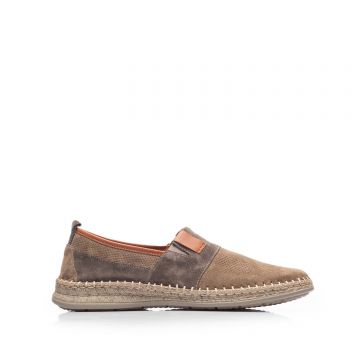 Mocasini barbati din piele naturala, Leofex - 598 Taupe velur