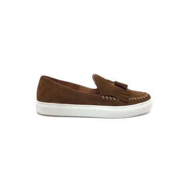 Mocasini barbati din piele naturala,Leofex-Mostra Dominic cognac Velur