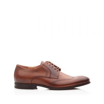 Pantofi barbati eleganti din piele naturala,Leofex - 583 Cognac Box