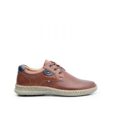 Pantofi casual barbati din piele naturala, Leofex - 597 Cognac Box