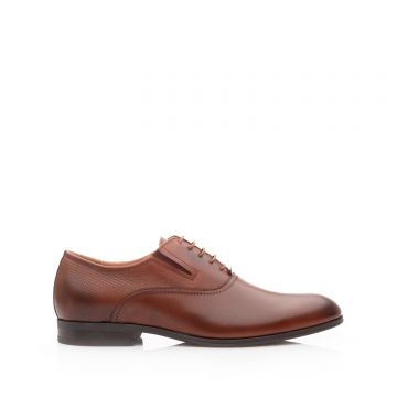 Pantofi eleganti barbati din piele naturala, Leofex - 582 Cognac Box