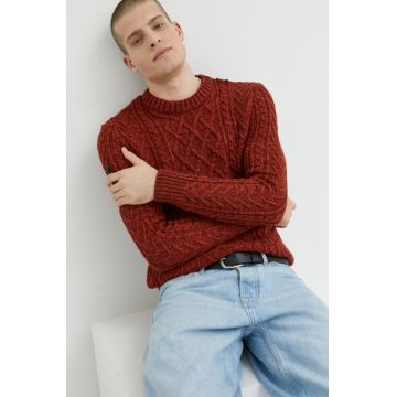 Superdry pulover din amestec de lana barbati, culoarea rosu