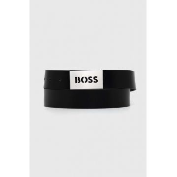 BOSS curea de piele barbati, culoarea negru