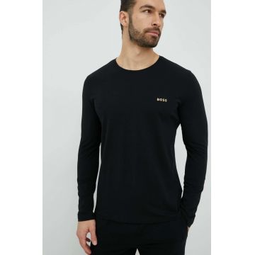 BOSS longsleeve lounge culoarea negru, neted