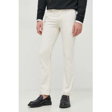 BOSS pantaloni Boss Casual barbati, culoarea bej, cu fason chinos