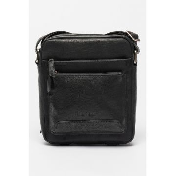 Geanta crossbody de piele cu detalii de panza