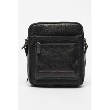 Geanta crossbody de piele cu detalii de panza