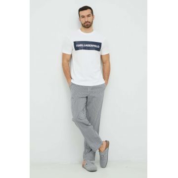 Karl Lagerfeld pijama barbati, culoarea albastru marin, cu imprimeu