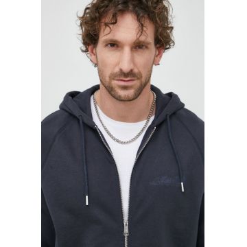 Marc O'Polo hanorac de bumbac barbati, culoarea albastru marin, cu glugă, modelator
