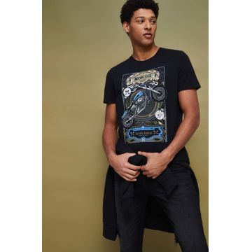 Medicine tricou din bumbac culoarea negru, cu imprimeu