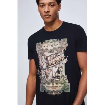 Medicine tricou din bumbac culoarea negru, cu imprimeu