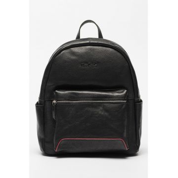 Rucsac de piele cu buzunar frontal cu fermoar