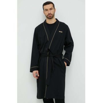 BOSS halat de baie din bumbac culoarea negru