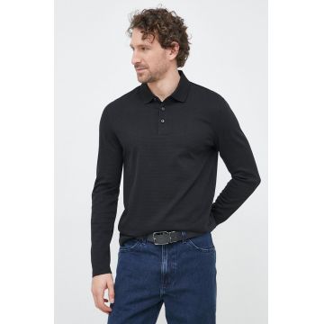 BOSS longsleeve din bumbac culoarea negru, neted