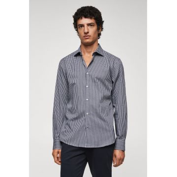 Camasa slim fit de bumbac cu model in carouri Vichy