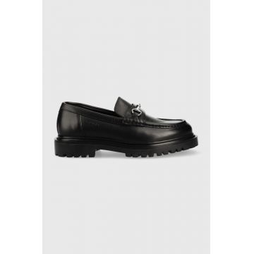 Gant mocasini de piele Jackmote barbati, culoarea negru