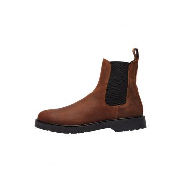 Ghete Chelsea de piele intoarsa cu segmente textile