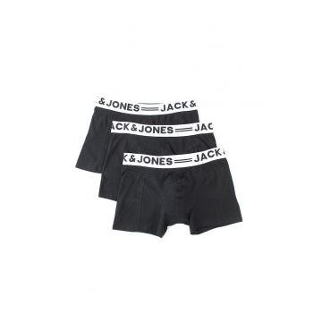 Set de boxeri cu banda logo in talie - 3 perechi - Negru