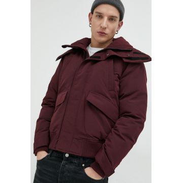 Superdry geaca barbati, culoarea bordo, de iarna