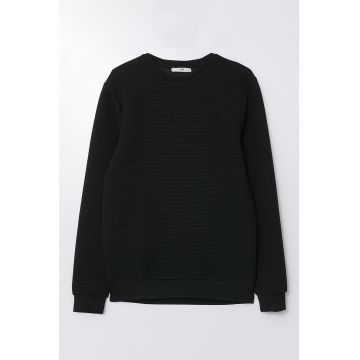 Bluza sport cu decolteu la baza gatului si aspect texturat