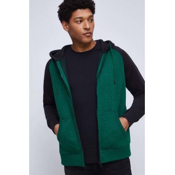 Medicine bluza barbati, culoarea verde, cu glugă, melanj