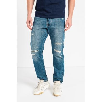 Jack & Jones - Blugi cu talie medie si aspect deteriorat Chris
